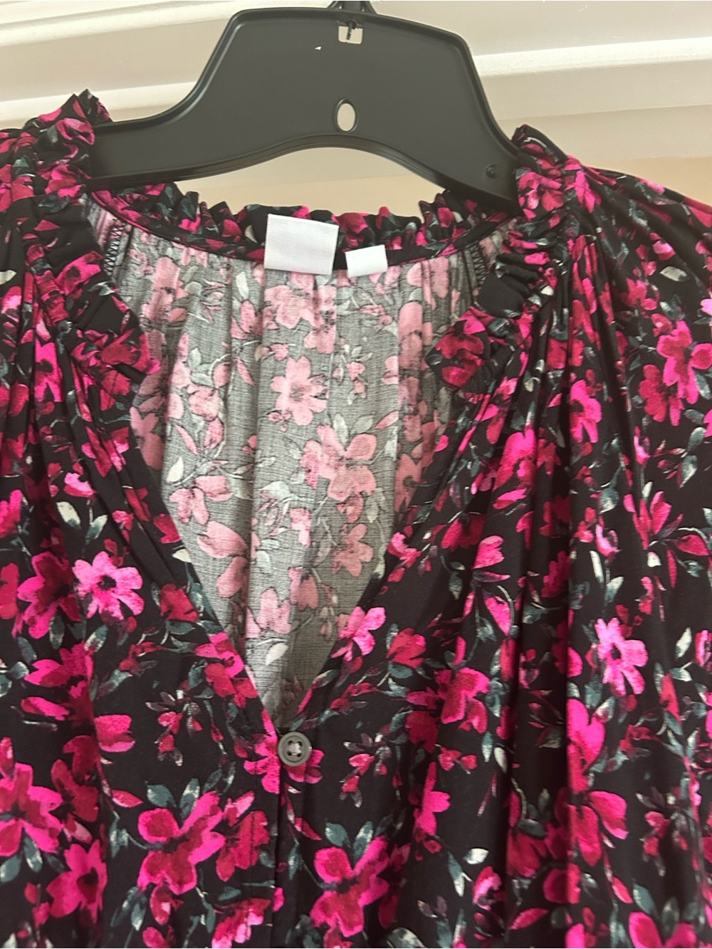 GAP Floral Black and Pink Size Small Short Sleeve Maxi Dress - Picture 2 of 7